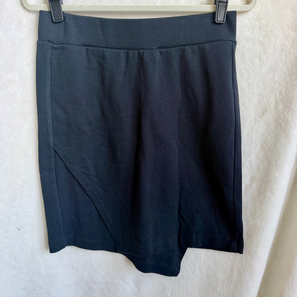 Nau Dinamic Wrap Skirt Black Caviar Size M New With Tags Ponte Knit Asymmetric